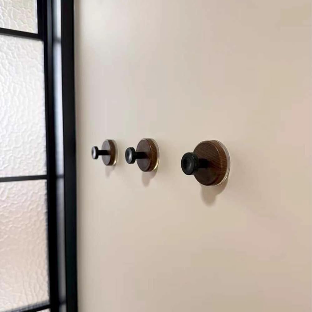 Skiennix Wreath Hanger - Decorative Natural Walnut Wood Hooks for Front Door | 3-Piece Set