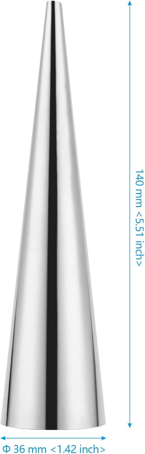 Skiennix Cream Horn Forms - Stainless Steel Cannoli Tubes with Cleaning Brush | 40 PCS, 1.4 x 5.5 Inch, Silver
