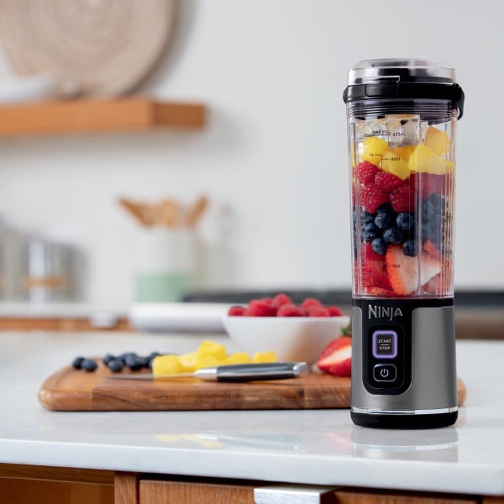 Ninja BC151BK Portable Blender - Cordless 18oz Personal Blender for Smoothies & Shakes | BPA Free, USB-C Rechargeable, Black
