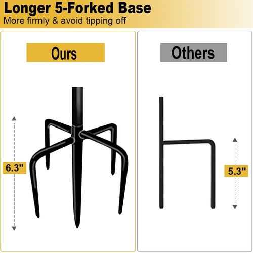Garden Flag Stand Holder by [Brand Name] - 49 Inch Durable Design with 5 Forked Base for 12x18 Signs