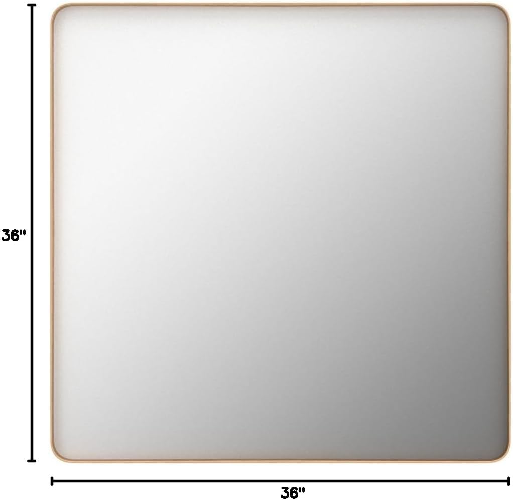 LOAAO Gold Bathroom Mirror - 36”X36” Rounded Rectangle Design | Anti-Rust Tempered Glass, Wall-Mounted