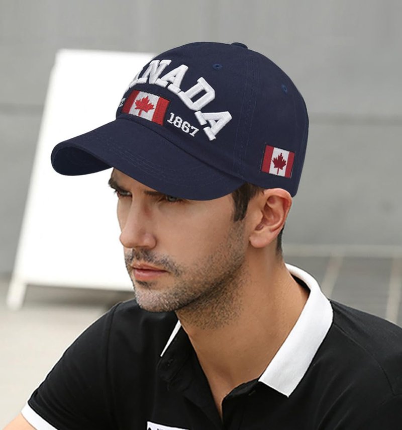 Navy Blue and Red Canada Baseball Cap for Men Women, Canada Day Maple Leaf Flag Dad Hat Golf Cap Sport Outdoor Plain Cap