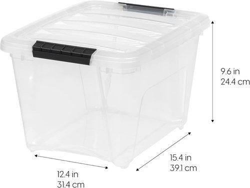 IRIS USA 19 QT Plastic Storage Box - BPA-Free, Durable Clear Containers with Lids & Latches | 4 Pack