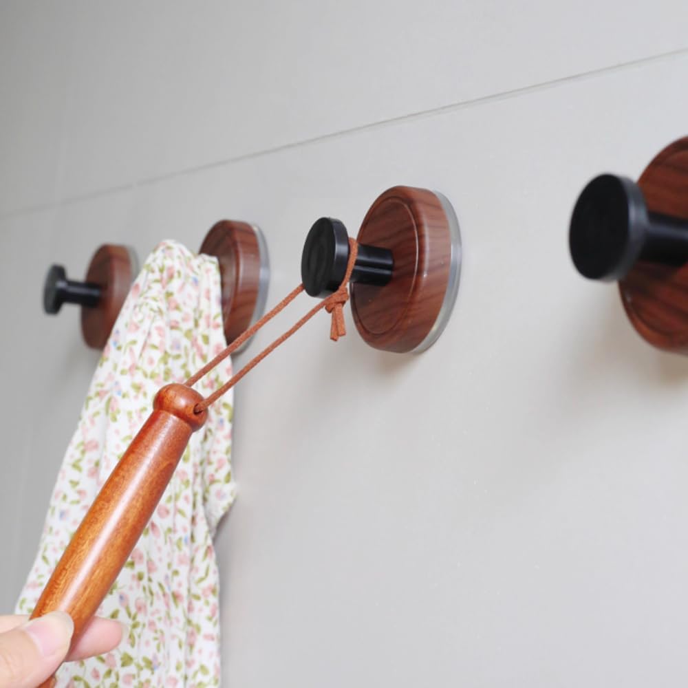 Skiennix Wreath Hanger - Decorative Natural Walnut Wood Hooks for Front Door | 3-Piece Set