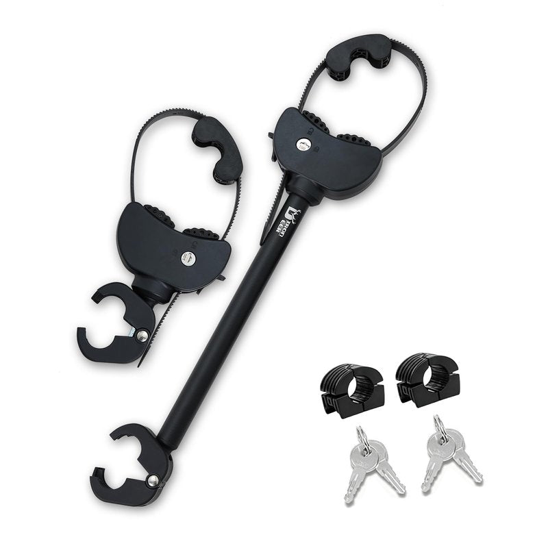 2-Pack Adjustable Lockable Ratchet Straps Frame Holders with Soft Rubber Padding and Keys for E-Bike Carriers and Bike Racks