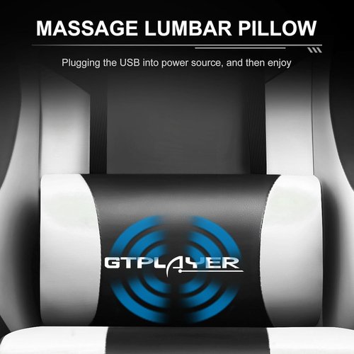 GTPLAYER Gaming Chair - Adjustable Computer Chair with Footrest & Lumbar Support | Pearl White