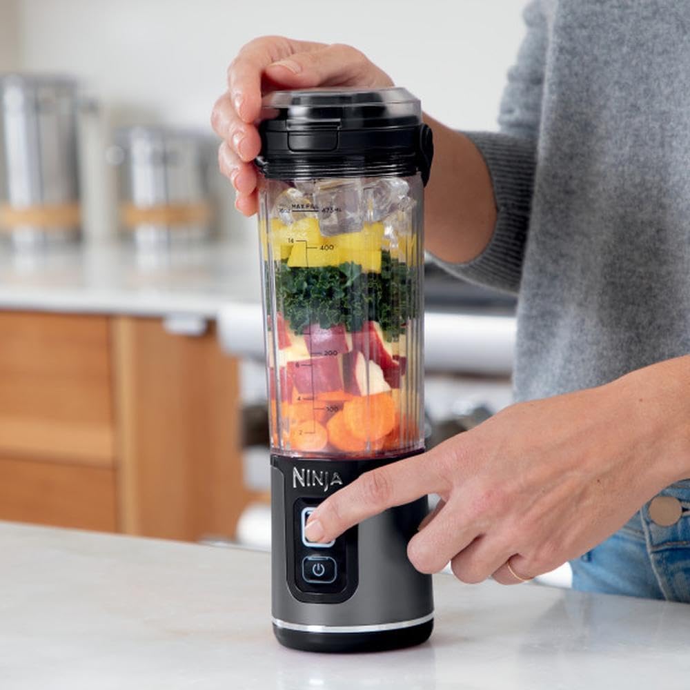 Ninja BC151BK Portable Blender - Cordless 18oz Personal Blender for Smoothies & Shakes | BPA Free, USB-C Rechargeable, Black