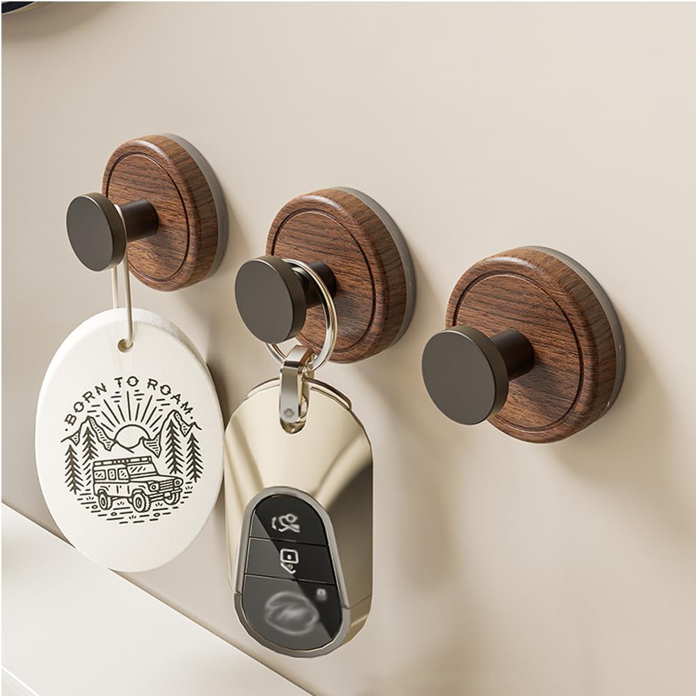 Skiennix Wreath Hanger - Decorative Natural Walnut Wood Hooks for Front Door | 3-Piece Set