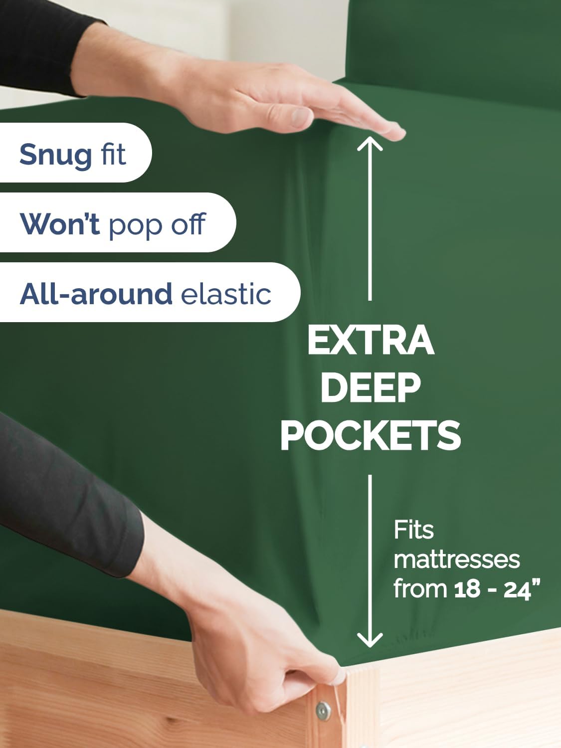 Skiennix Extra Deep Split King Sheet Set - 7 Piece Breathable Cooling Bedding - Soft Wrinkle-Free Emerald Green