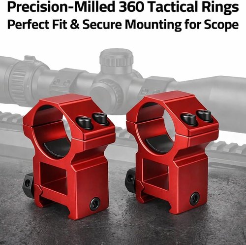 Gotical Universal Metal Dovetail Rifle Scope Mount Rings 1" Ring 25.4mm Adjustable Profile Rings Scope Mount (Red)