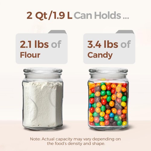 ComSaf 64 oz Glass Jar Set - Airtight Storage Containers with Lids for Kitchen & Pantry | Set of 2