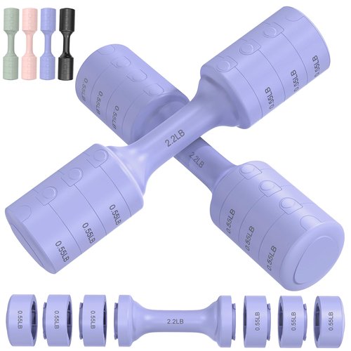 BOBAZREN Adjustable Dumbbell Set of 2, 11Lb/Pair Weights Dumbbells for Women, Each 2.2lb, 3.3lb, 4.4lb, 5.5lb Hand Weights Set for Home Gym Fitness Training (Purple)