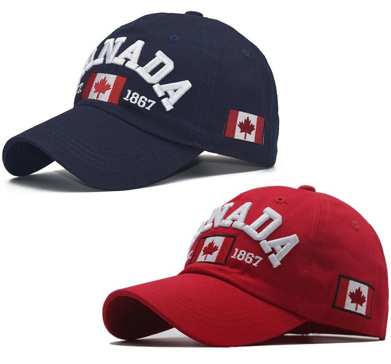 Navy Blue and Red Canada Baseball Cap for Men Women, Canada Day Maple Leaf Flag Dad Hat Golf Cap Sport Outdoor Plain Cap