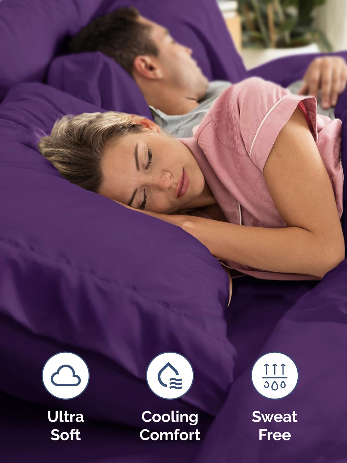 Skiennix Extra Deep King Sheet Set - 6 Piece Breathable Cooling Bedding - Soft, Wrinkle-Free Purple