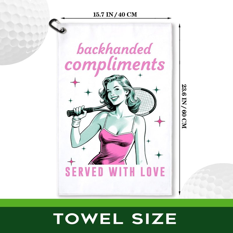 rofiowa Backhanded Compliments Served with Love Polyester and Cotton Blend Printed Tennis Towel, Funny Tennis Accessories Gifts for Women Mom, Tenniss Lover Mother's Day Christmas Birthday Gifts