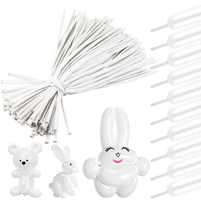 260 Balloons 100 PCS White - Premium Long Skinny Latex Balloons for Animal Twisting, Beginners, Weddings & Birthdays Party Decorations