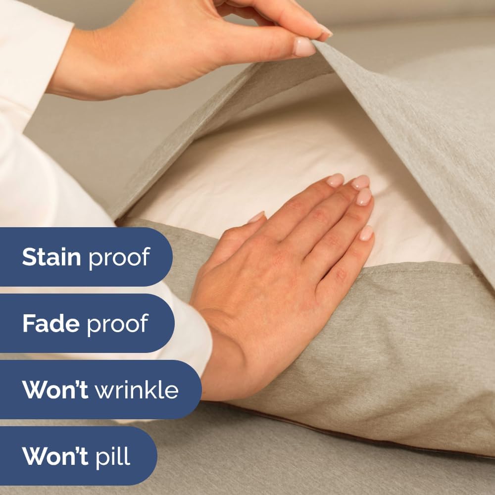 Skiennix Extra Deep Full Sheet Set - 6 Piece Breathable Cooling Bedding - Soft Wrinkle-Free Heathered Beige