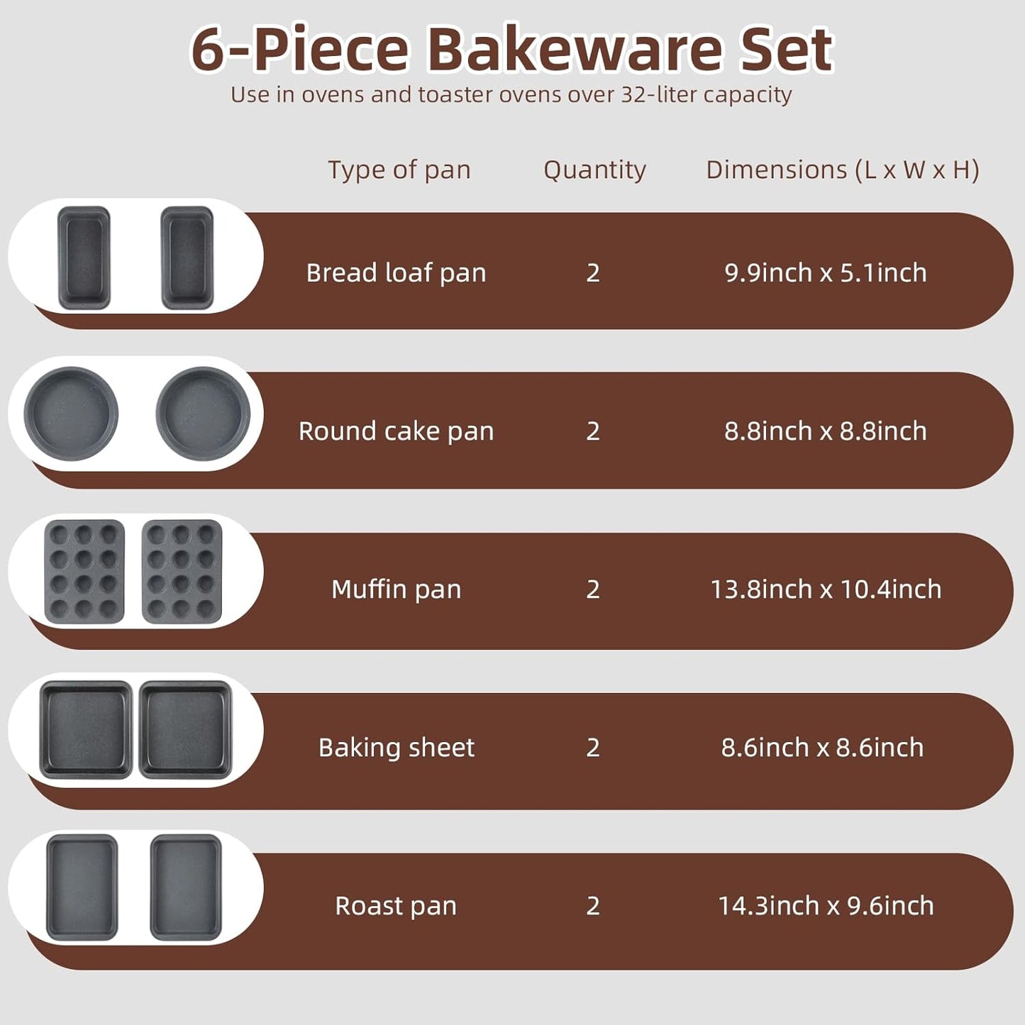 Professional Grade Nonstick Baking Pans Set by [Brand Name] - 11-Piece Carbon Steel Bakeware, Oven Safe to 450°F, Dishwasher Safe, Stackable | Steel Gray