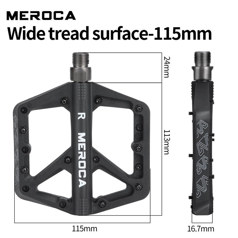 MEROCA Mountain Bike Nylon Pedals, Mountain Bike Pedals, Non-Slip Lightweight Nylon Fiber Bicycle Pedals (Blue)