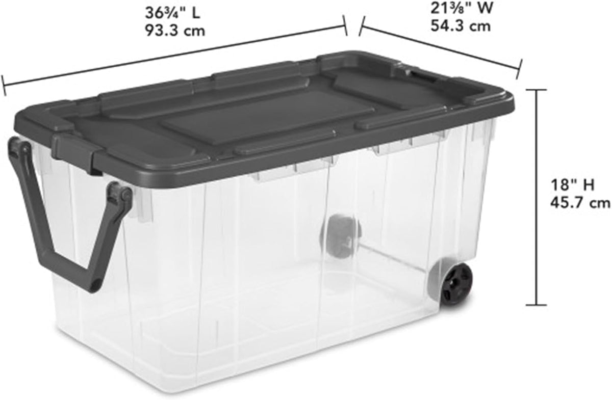 Sterilite 6-Pack Modular Stacker Box - Durable Clear Plastic Storage Bins with Latching Lids | 160 Quart for Organizing Closets, Bathrooms, and Offices