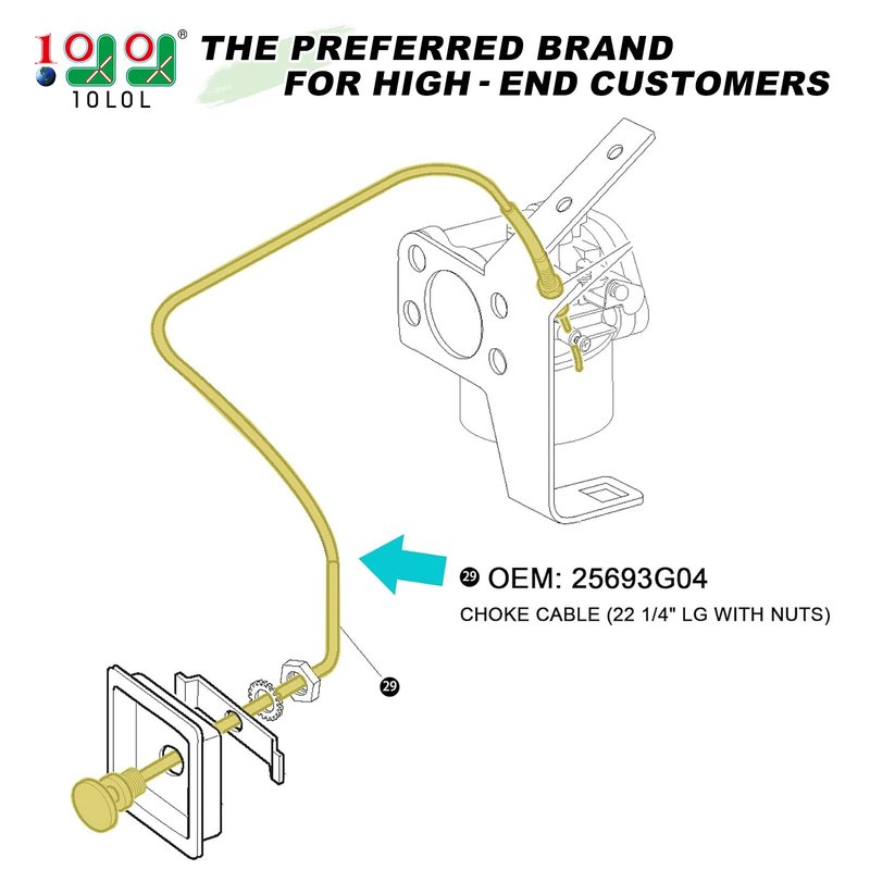 10L0L 25-1/2" 25693-G04 Choke Control Cable for EZGO TXT Medalist 1994-up Gas Golf Cart, Replace OEM 25693G04