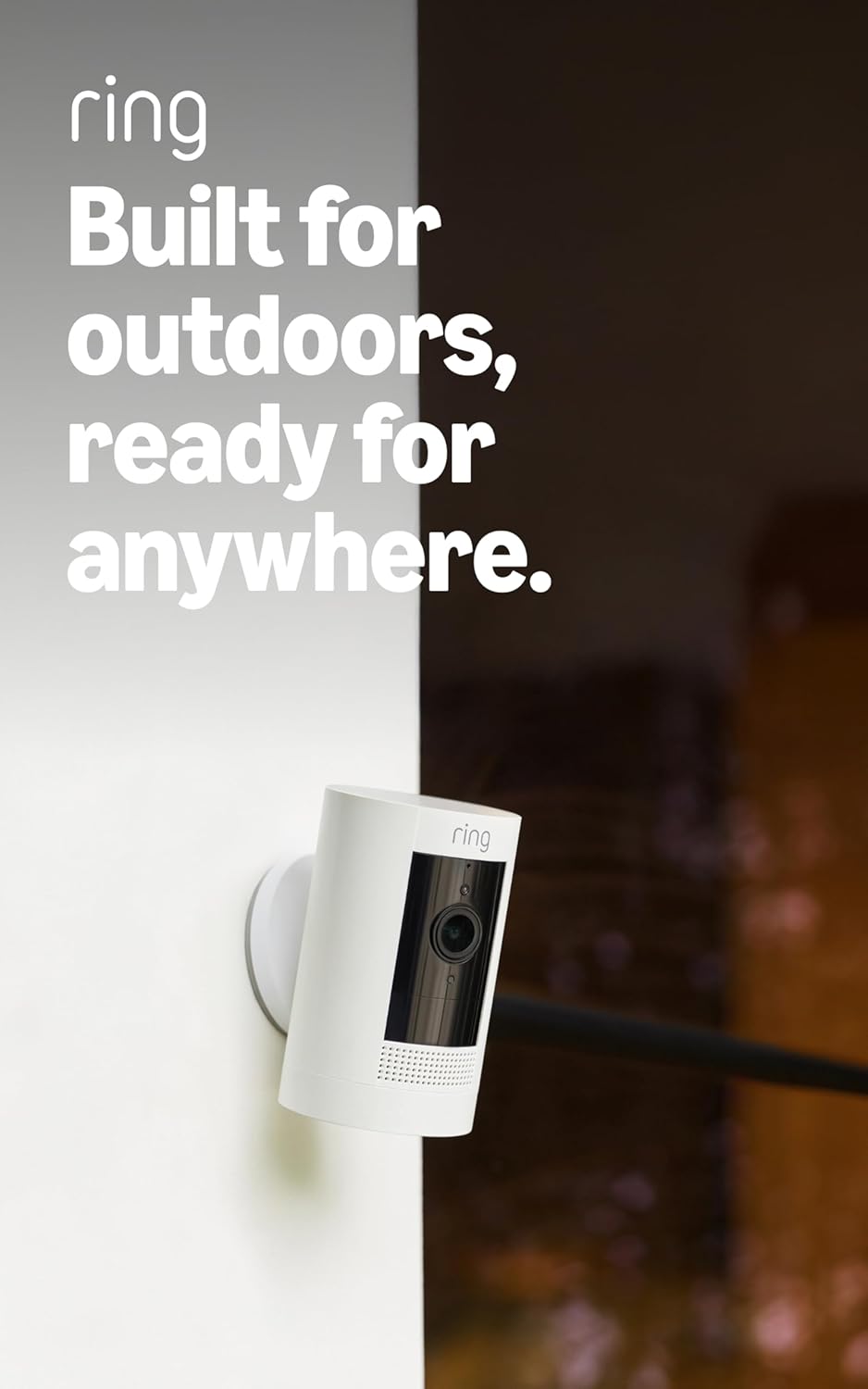 Ring Outdoor Cam - Weather-Resistant Security Camera with Live View & Color Night Vision | White