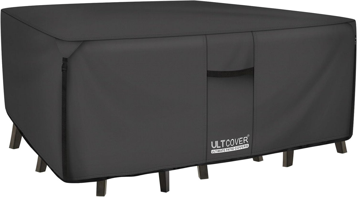ULTCOVER Heavy Duty Rectangular Patio Table & Chair Cover - Waterproof 76" L x 54" W x 28" H, Black