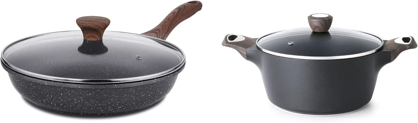 SENSARTE Nonstick Frying Pan & Stock Pot Set - 8-Inch Skillet with Lid & 4.5QT Induction-Compatible Pot