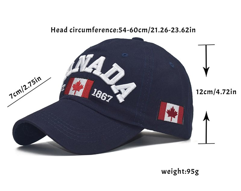 Navy Blue and Red Canada Baseball Cap for Men Women, Canada Day Maple Leaf Flag Dad Hat Golf Cap Sport Outdoor Plain Cap