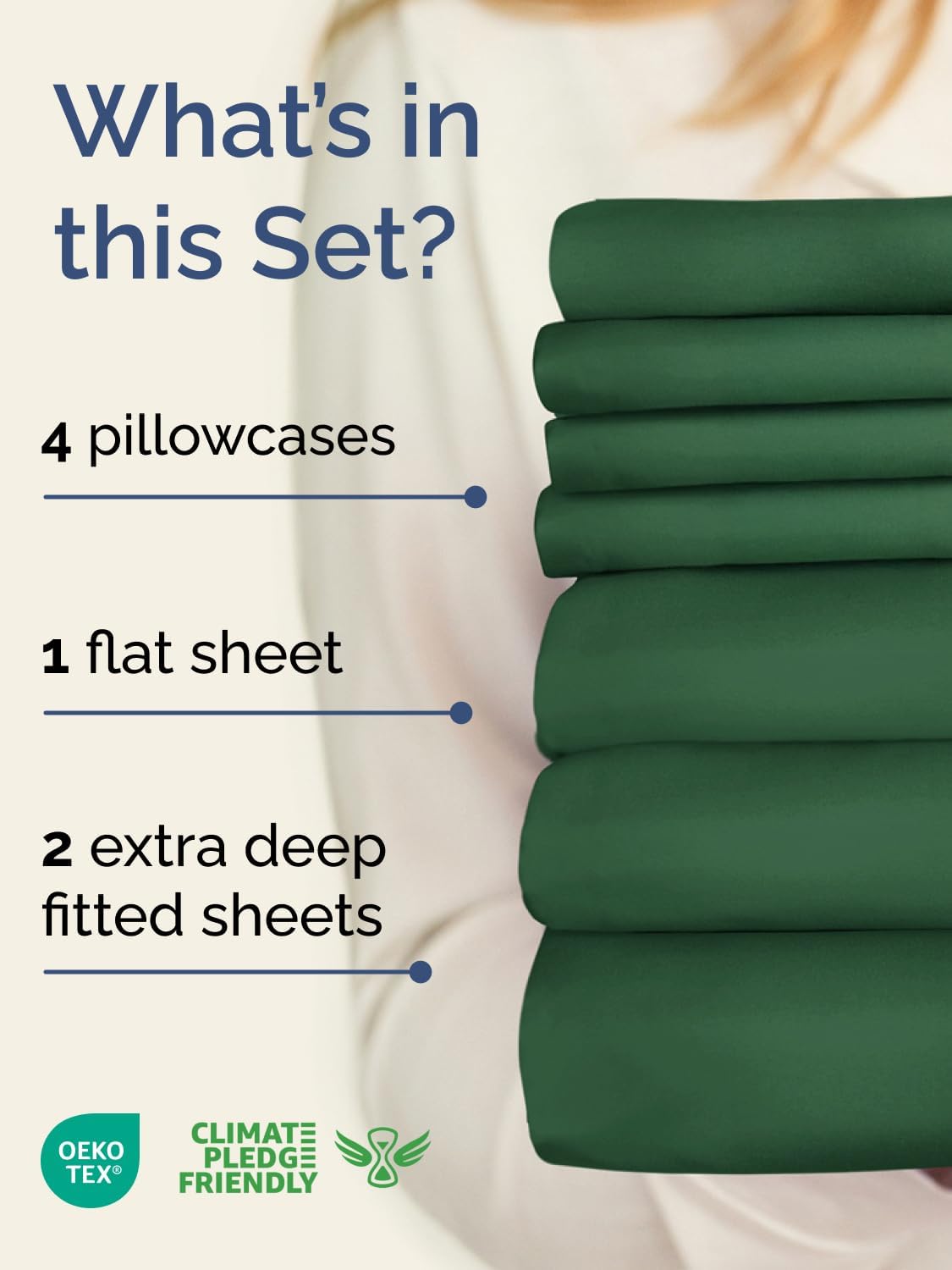Skiennix Extra Deep Split King Sheet Set - 7 Piece Breathable Cooling Bedding - Soft Wrinkle-Free Emerald Green