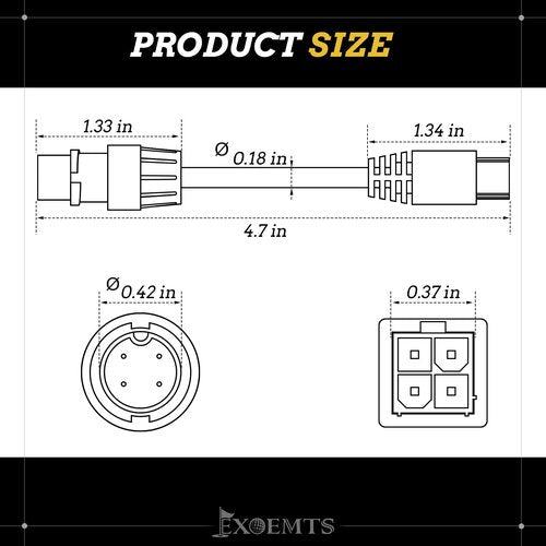 EXOEMTS 4-Pin Diagnostic Cable Adapter for Club Car Golf Cart, Compatible with Curtis 1311/1313 Speed Code Handheld Programmer, Replaces OEM 101909901 & 102251501, Molex Port Programming Connector