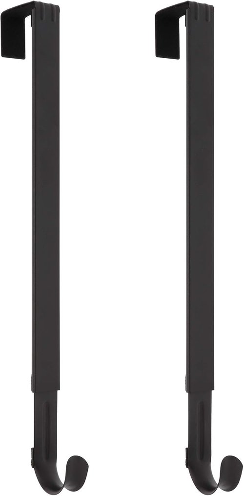 Haute Decor Adjustable Length Over The Door Wreath Hanger Hook - 2-Pack | Strong Matte Black, Holds Up to 20 lbs.