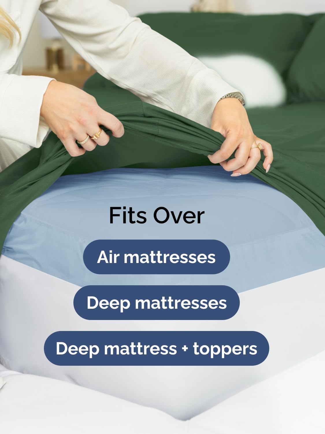 Skiennix Extra Deep Split King Sheet Set - 7 Piece Breathable Cooling Bedding - Soft Wrinkle-Free Emerald Green