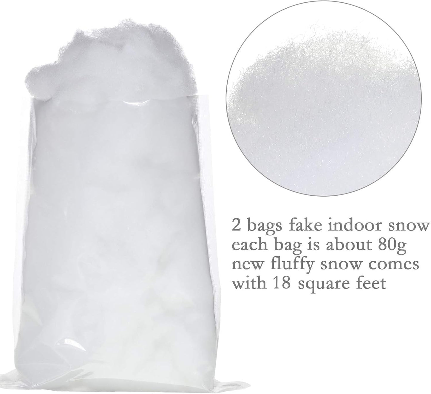 Sumind Winter Fake Snow Decoration - Fluffy Artificial Cotton Fiber for Christmas Crafts | 2 Bags (White)