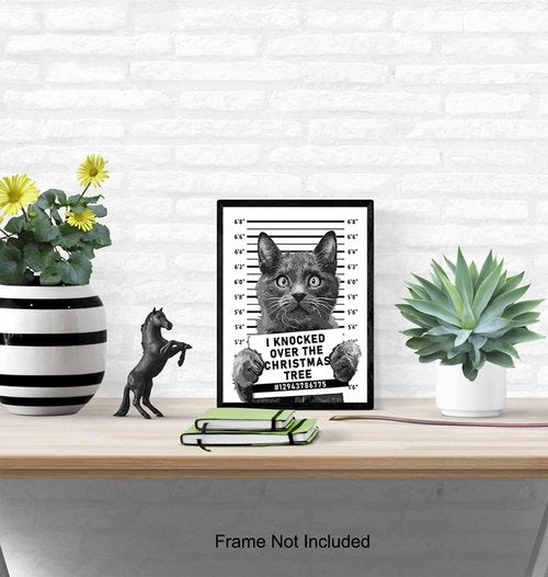Cat Christmas Tree | Cute Holiday Wall Art Poster for Cat Lovers | Humorous 8x10 Unframed Decor