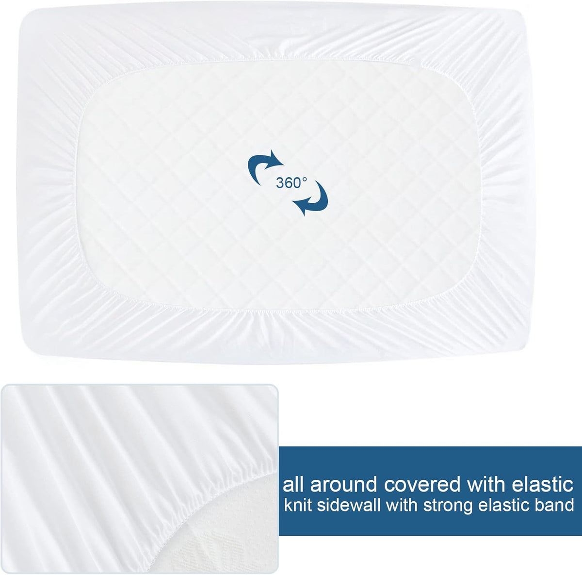 Skiennix Twin XL Waterproof Mattress Protector - Ultra Soft Terry Fitted Cover for 14'' Depth | 2 Pack, Noiseless White
