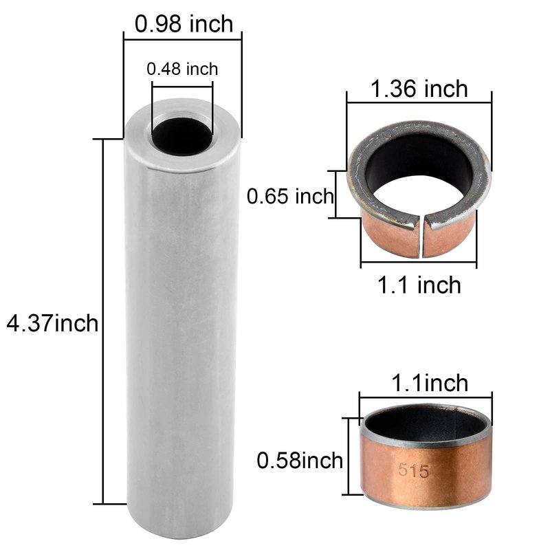 Roykaw Golf Cart Spindle Assembly Bushing and Spindle King Pin Tube Kit Compatible with EZGO RXV, TXT, 2-Five, ST-Series Models, Included Bushing/Washer, 8 PCS, OEM# 70648G01, 70749G01, 70745G01