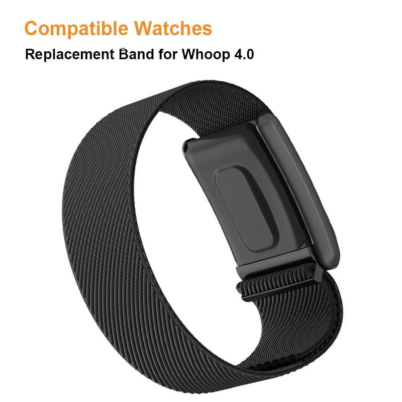 YOFUNTLE Stretchy Bands Compatible for WHOOP 4.0 - Breathable Nylon Strap Wristband - Soft, Comfort, Durability, Breathable, Easy to Use and Adjustable (Black)