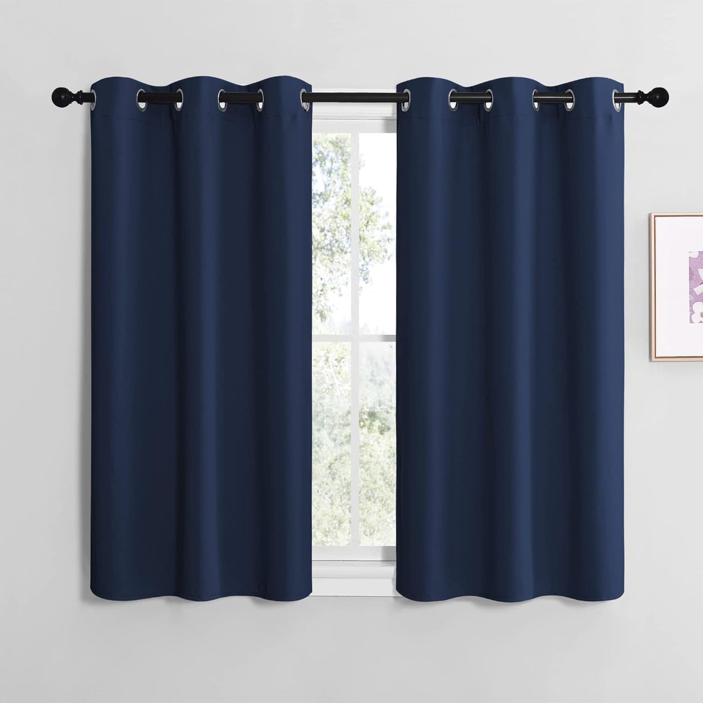 NICETOWN Blackout Curtain Panels - Thermal Insulated Navy Drapes | 2 Panels, 29" x 20" for Bedroom