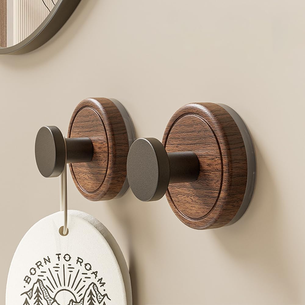 Skiennix Wreath Hanger - Decorative Natural Walnut Wood Hooks for Front Door | 3-Piece Set