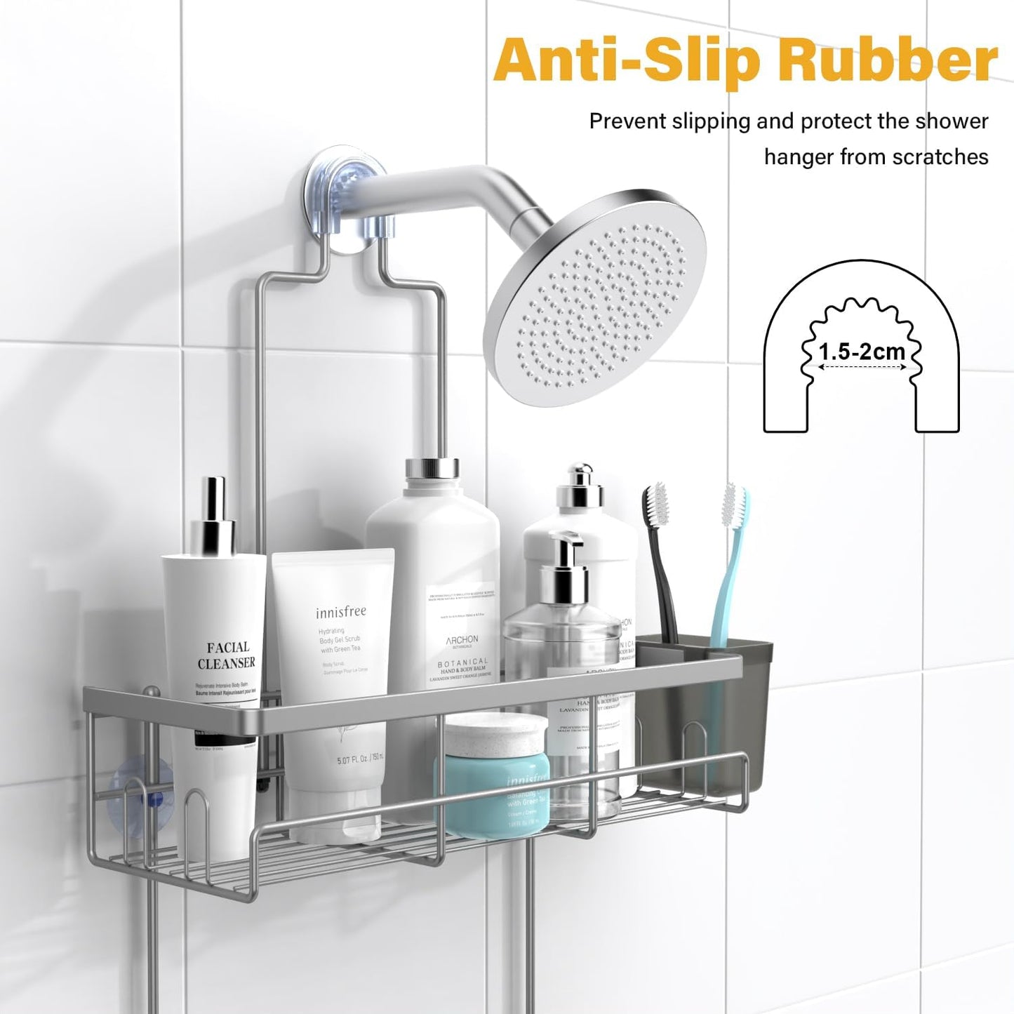AKTECKE Shower Caddy - Rustproof Hanging Bathroom Organizer for Shampoo & Soap | No Drilling Required