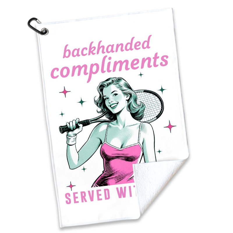 rofiowa Backhanded Compliments Served with Love Polyester and Cotton Blend Printed Tennis Towel, Funny Tennis Accessories Gifts for Women Mom, Tenniss Lover Mother's Day Christmas Birthday Gifts