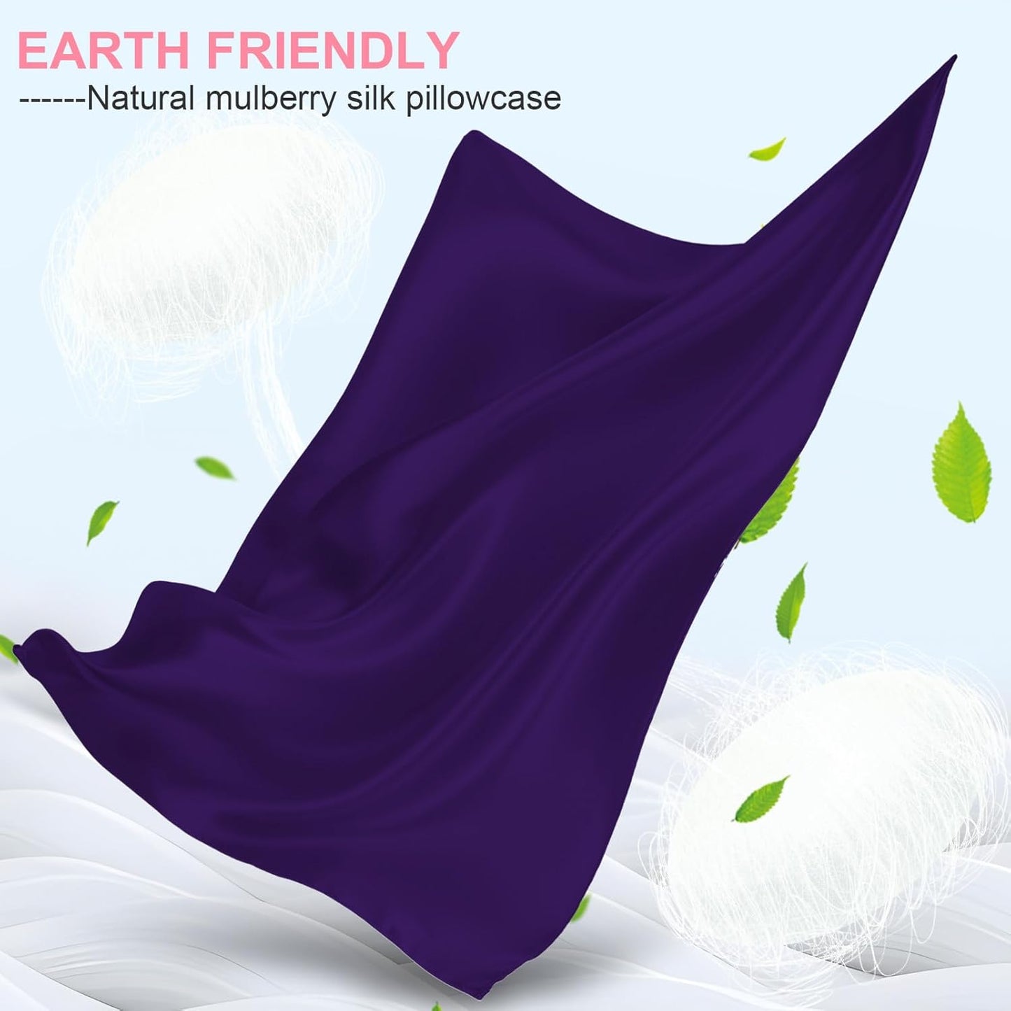 Mulberry Silk Pillowcases by Skiennix - 2 Pack Standard Size with Hidden Zipper | Soft, Breathable, Cooling for Hair & Skin - Purple