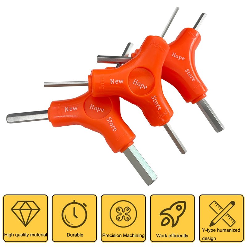 3-Way Bike Hex Wrench Set, Y Allen Wrench All-In-One Multifunctional Biking Maintenance Tool Cycling Torque Spanner Internal Hex Key Repair Tool for Mountain Bicycle, 3Pcs(2.5, 3, 4, 5, 6, 8mm)