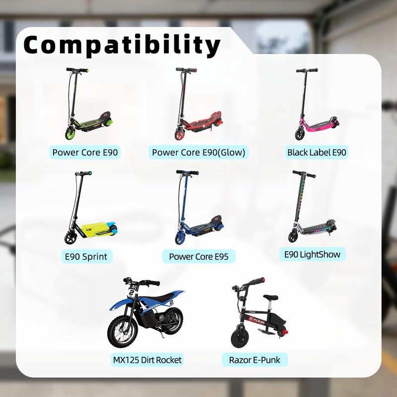 12V Battery Charge for Kid Ride On Toys Compatible with Razor Power Core E90 E95, Black Label E90, MX125 Dirt Rocket, E90 Sprint