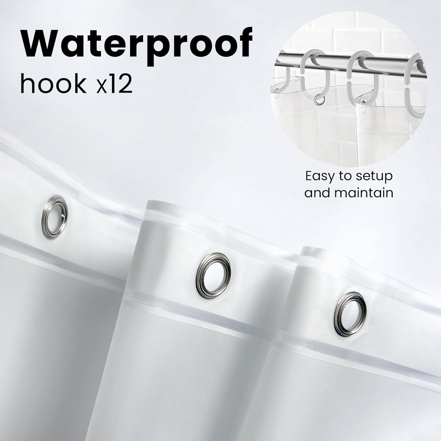 LiBa Waterproof Shower Curtain - Premium PEVA, Non-Toxic, Rust-Proof Grommets | 72x72 Inches (Pack of 2)