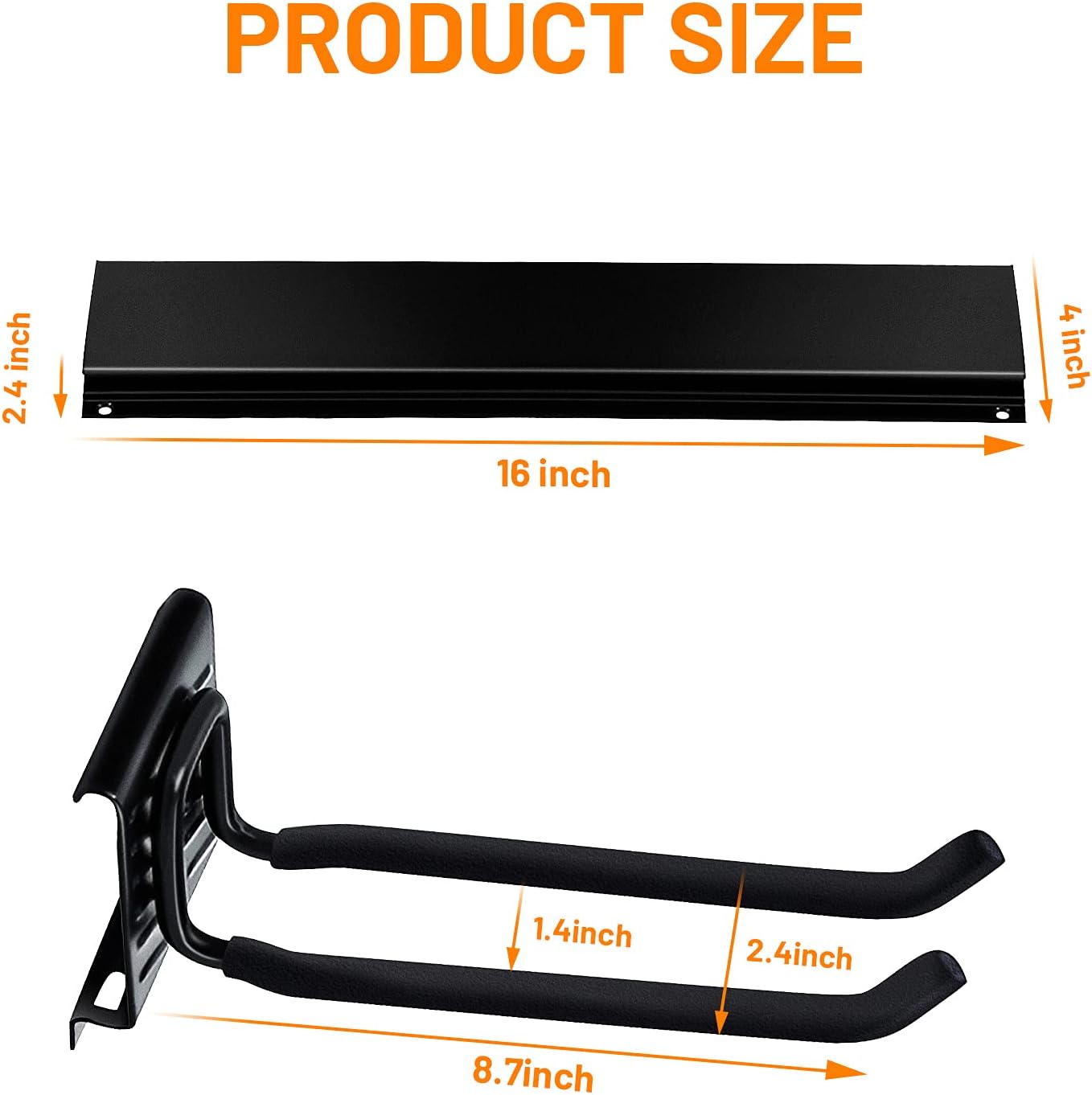 Wallmaster Garage Storage Organizer - Heavy Duty Wall Mount Tool Rack with 6 Adjustable Hooks | 48-Inch, 450lb Capacity