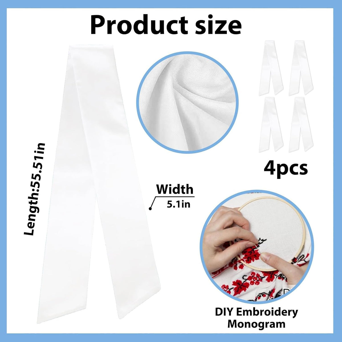 Skiennix Christmas Wreath Sash - 4-Piece White Burlap Set for Holiday Decor & Celebrations