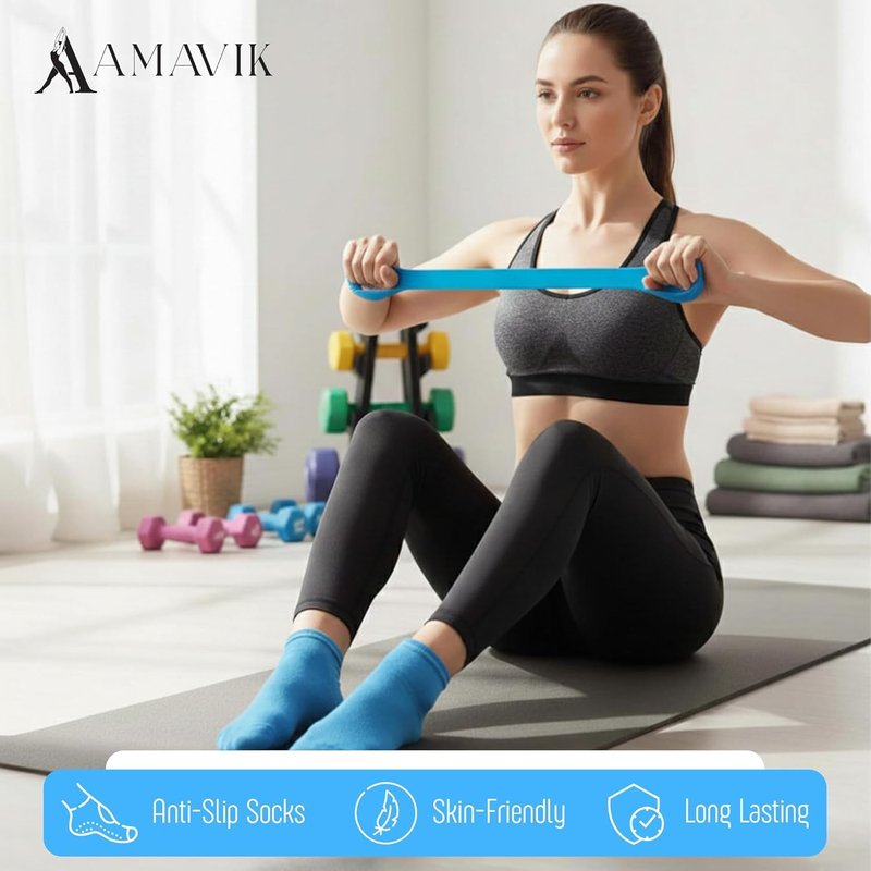 AMAVIK Pilates Kit 15-Piece Home Workout Set with 5 Resistance Bands, Pilates Ring and Ball Sets with Accessories – Complete Pilates Equipment for Women, Flexibility & Balance Training, Purple-Blue