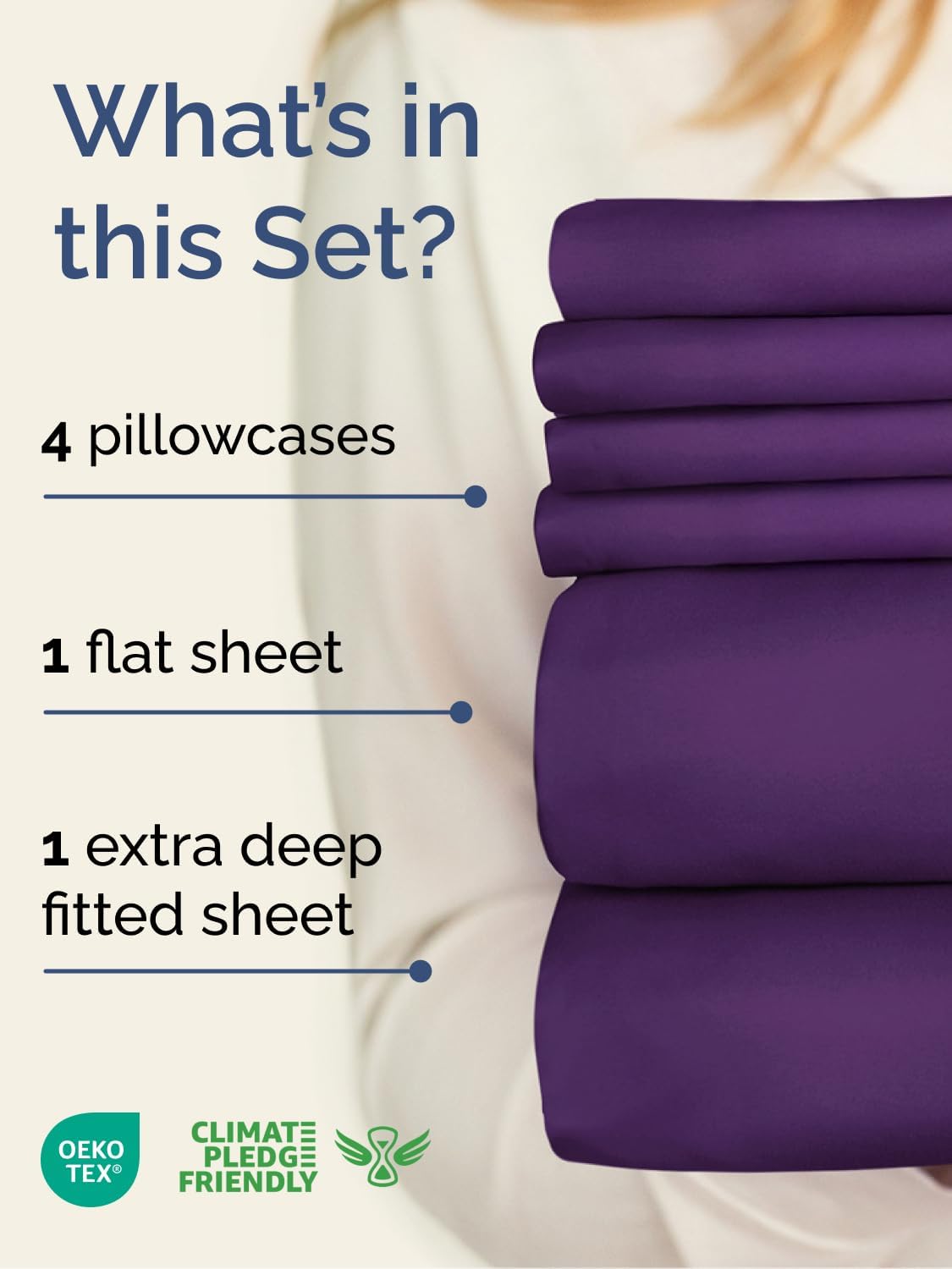 Skiennix Extra Deep King Sheet Set - 6 Piece Breathable Cooling Bedding - Soft, Wrinkle-Free Purple